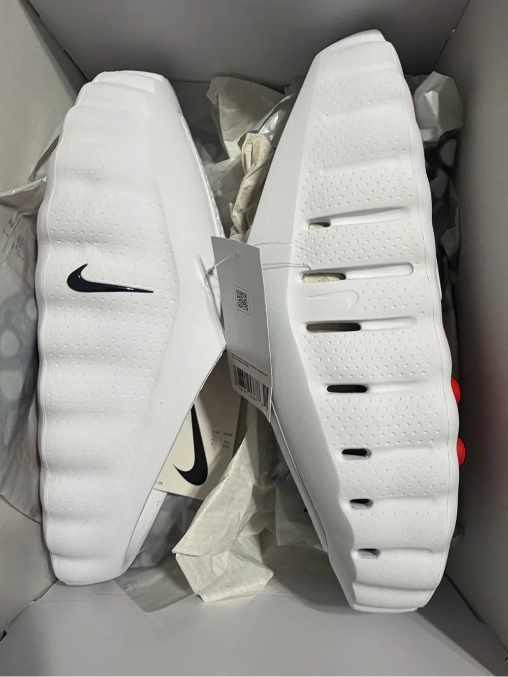 Nike White Slide Sandals with Black Swoosh Mind slides 100 authentic never worn